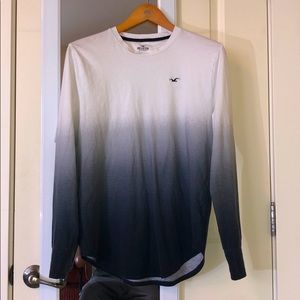Hollister Men's Ombre Long-Sleeve Crew Neck Shirt - White to Black